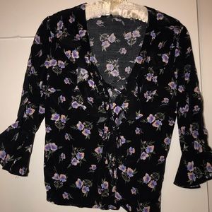 Topshop floral blouse with ruffles